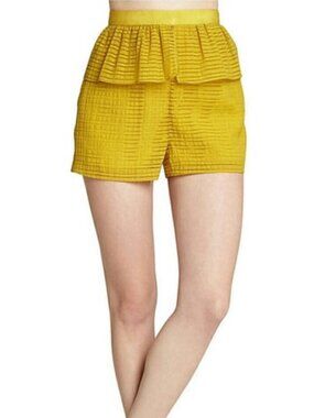 BCBGeneration Ruffle Peplum High Waist Shorts Avocado Green 0